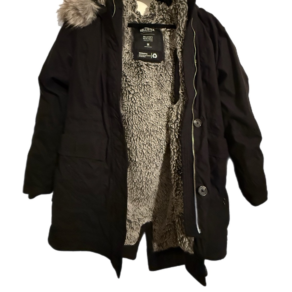 Hollister Black Jacket with Faux Fur Lining